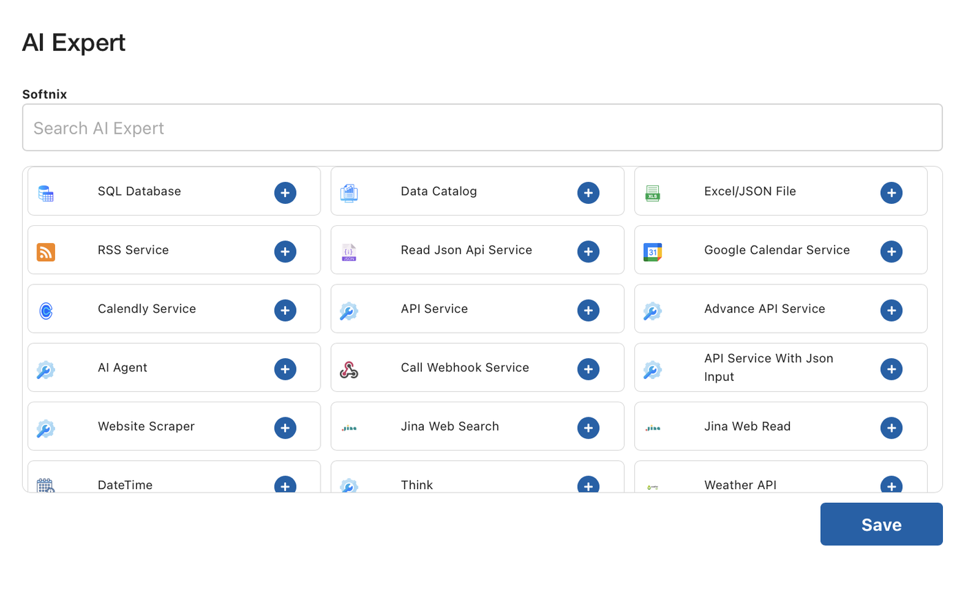 Agentic tools and connectors screen