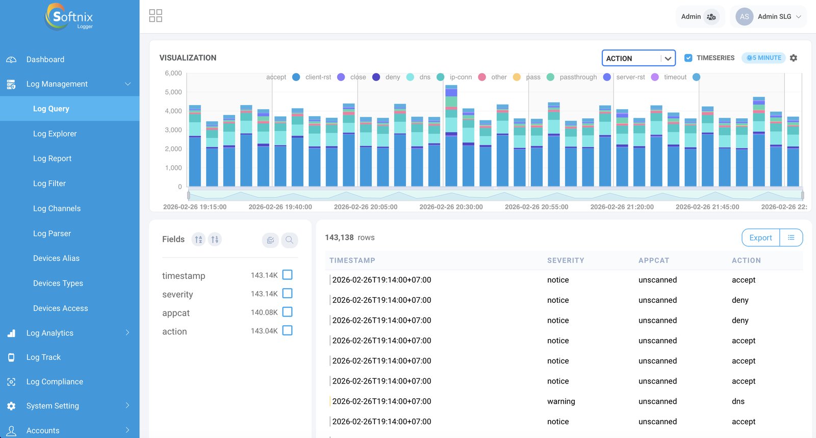 Log Query — real-time search and visualization